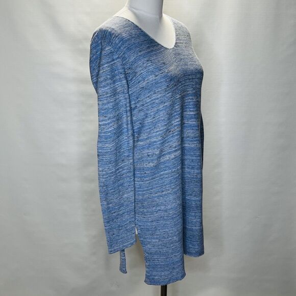 J. Jill Tunic Sweater Top Sm Cotton Linen Long Blue V-Neck Drapey Knit Lagenlook - Picture 2 of 11
